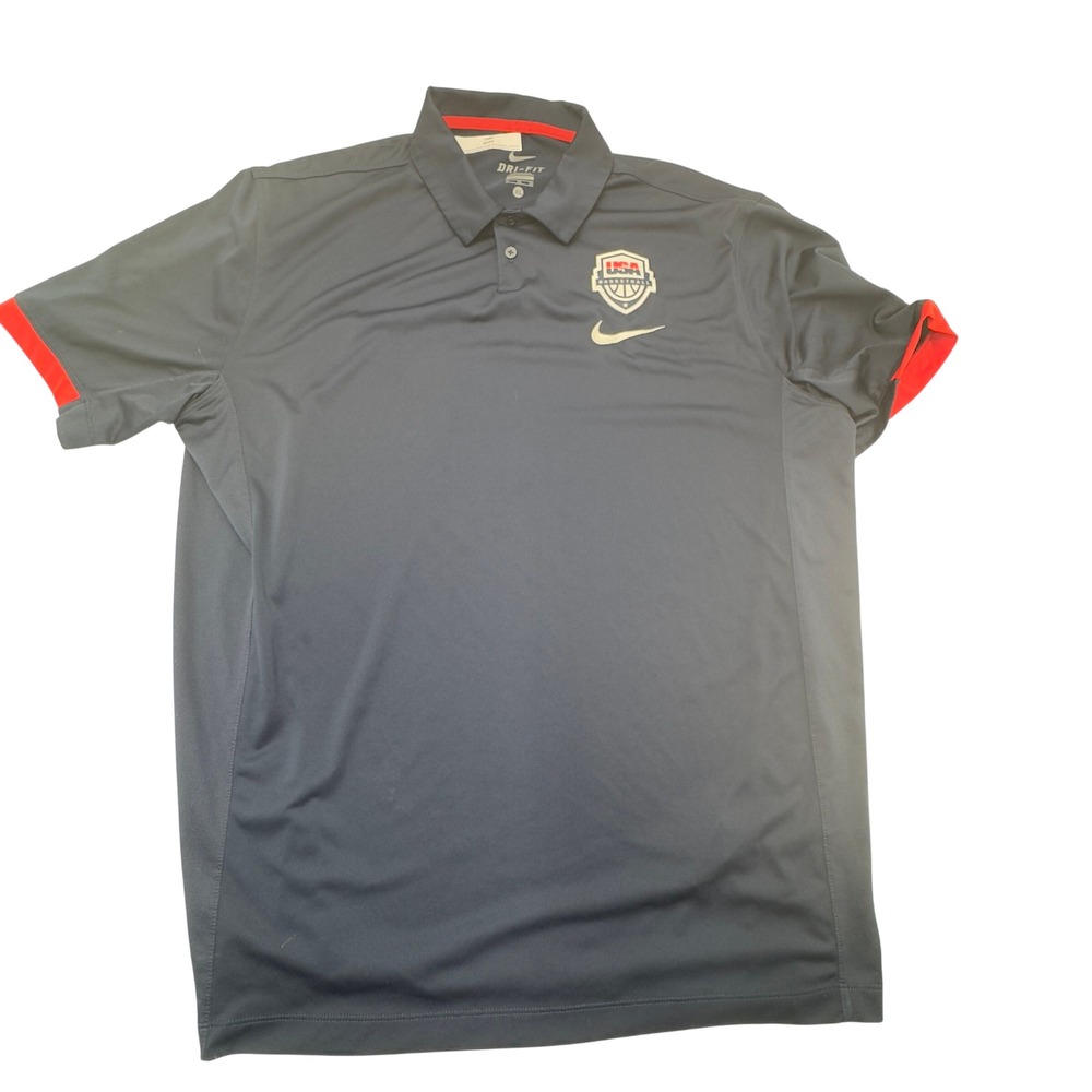 Nike USA Basketball Polo Mens XL Navy Blue‎ Dri-FIT Excellent Embroidered Logo